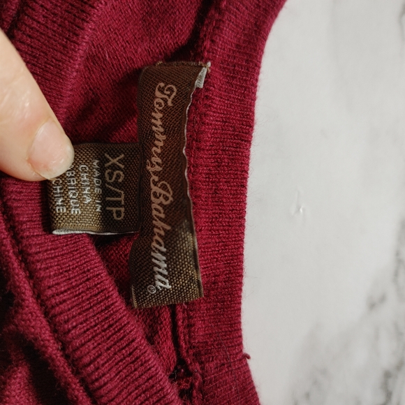 Tommy Bahama Red sweater sequin raglan sleeves xs - Picture 6 of 7
